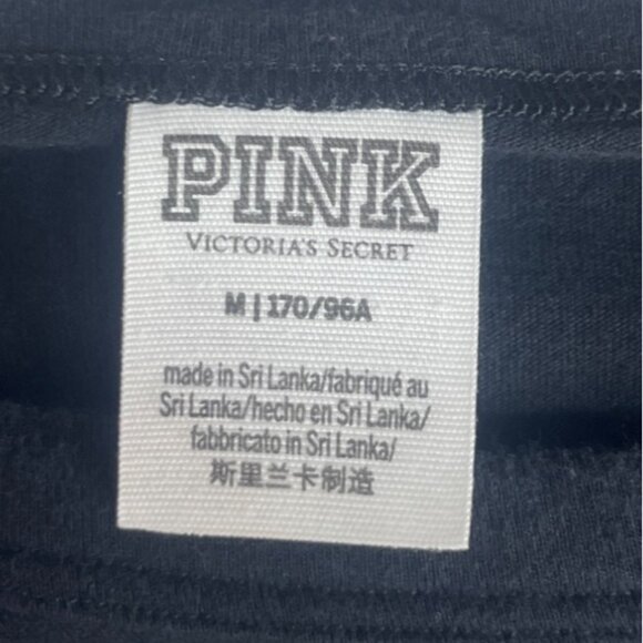 Victorias Secret Pink Long Sleeve Shirt Sequin Palm Trees Medium Black - Picture 6 of 8